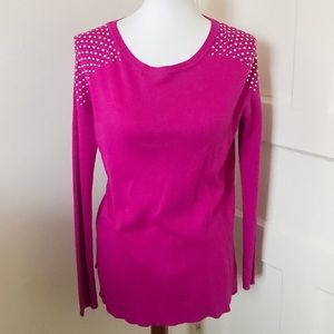 3/$30 Chaus New York Beaded Shoulder Top Sz S